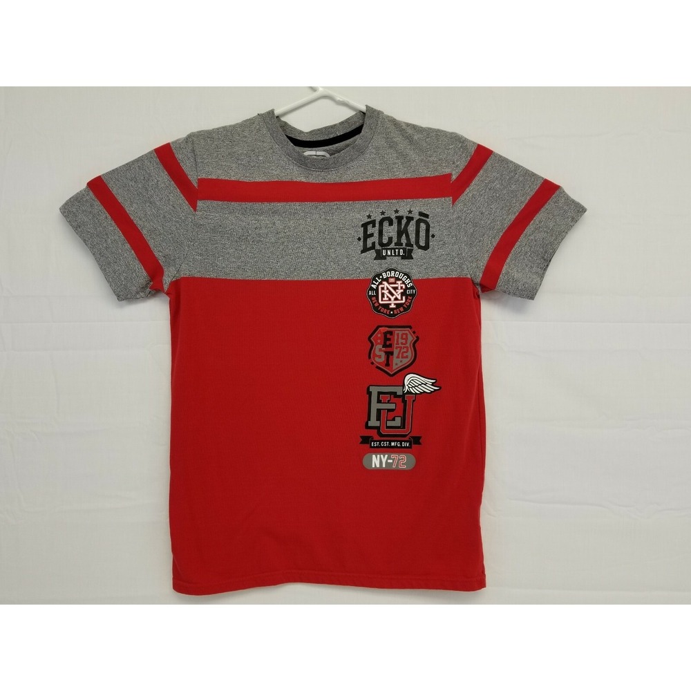 Ecko Boys' Classic Short Sleeve T-Shirt, Red/Gray. Sz.Small K2-2